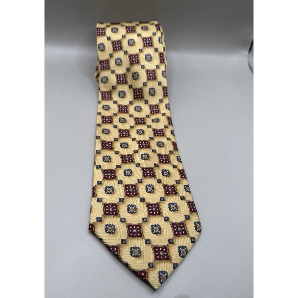 VTG John Hill Silk Necktie Executive Collection Made In Italy Geometric Pattern